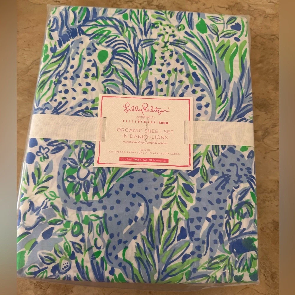 Brand New Lilly Pulitzer for Pottery Barn Dandy Lion Organic Sheet Set Twin XL - Picture 3 of 3